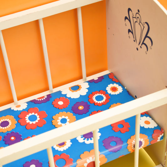 Vintage 1960s Dolls Cot - Flower Power Mattress
