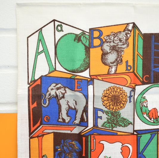 Vintage 1960s Tea Towel - Toy Block Print - Unused