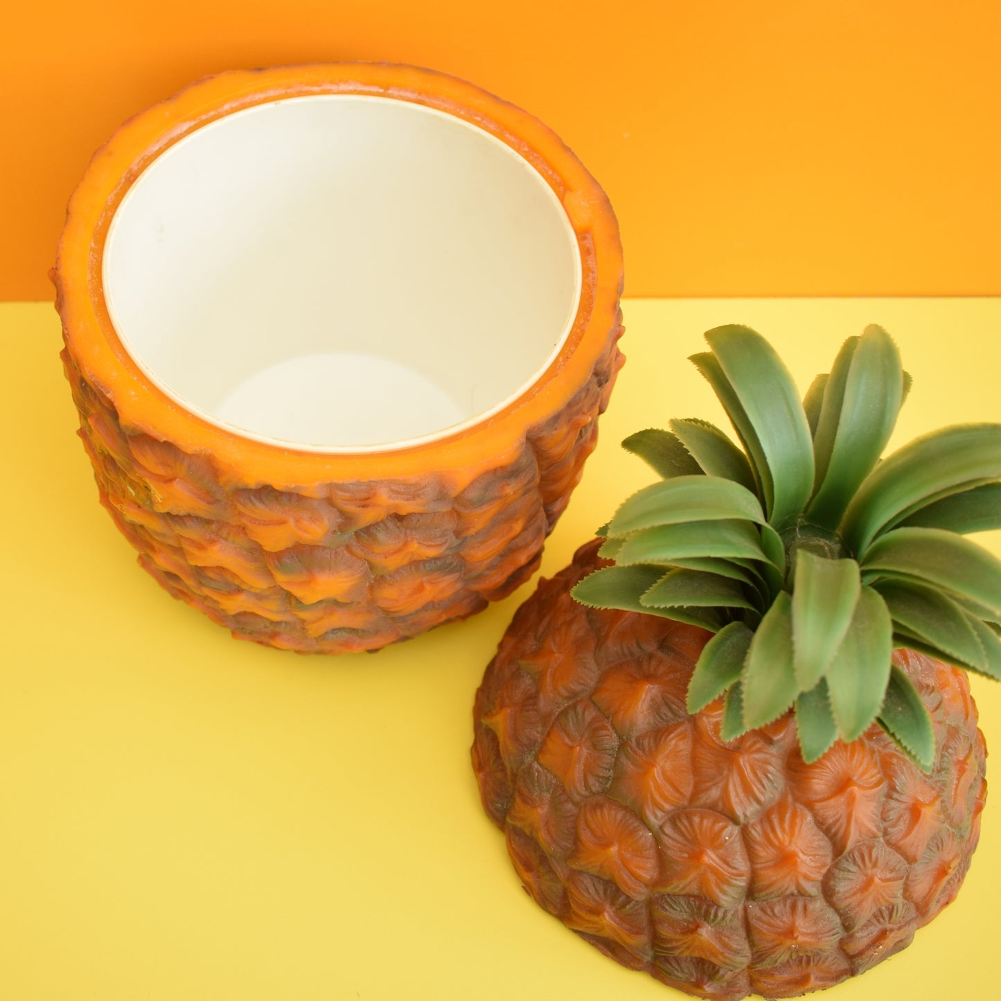 Vintage 1960s Plastic Pineapple Ice Bucket - Britvic / Plain