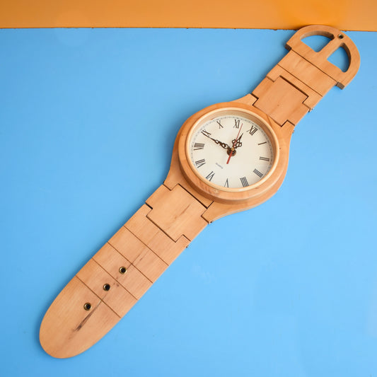 Vintage 1990s Giant Watch Wall Clock - Wooden by Vintage