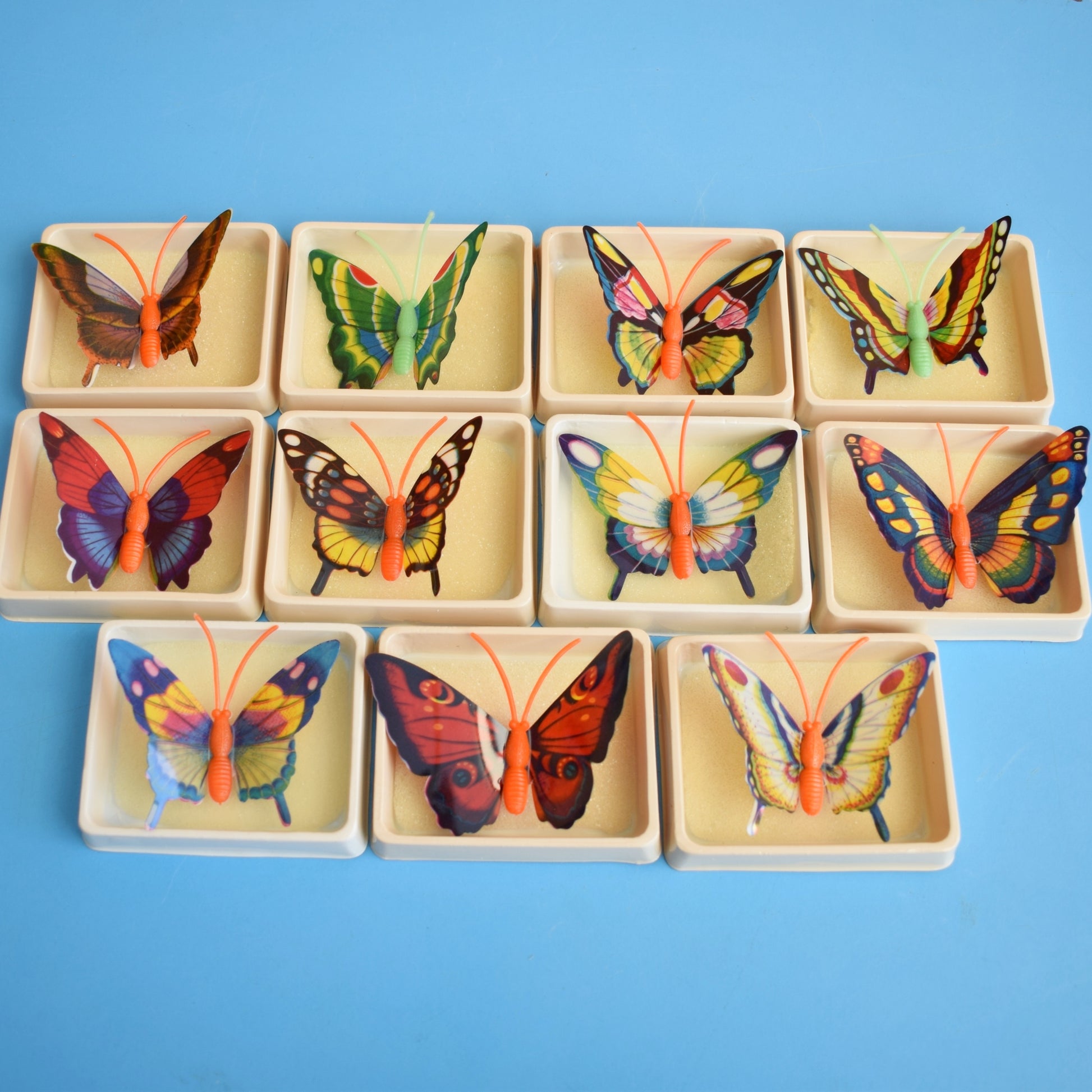 Vintage 1970s Plastic Butterfly Brooches - Unused by Vintage