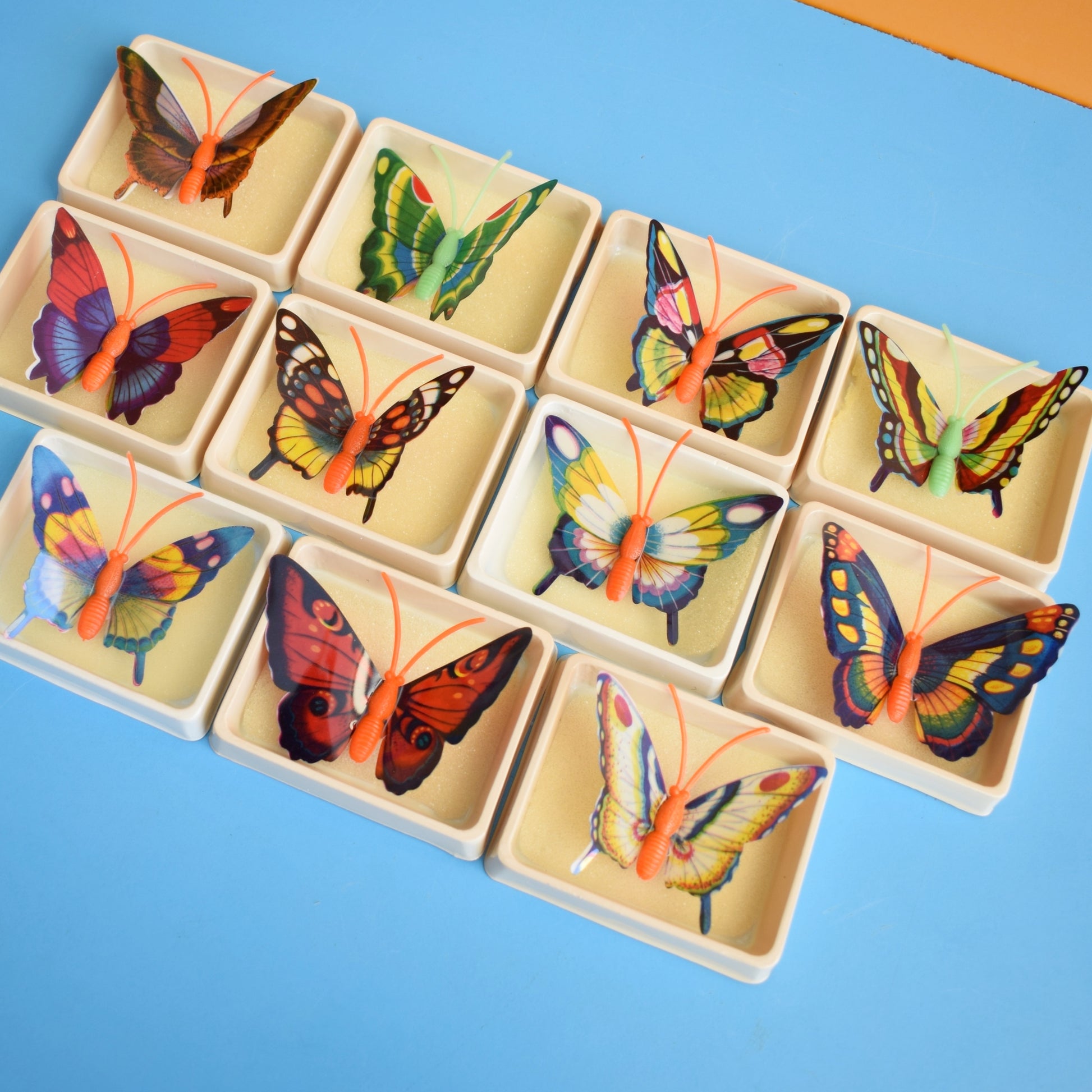 Vintage 1970s Plastic Butterfly Brooches - Unused by Vintage