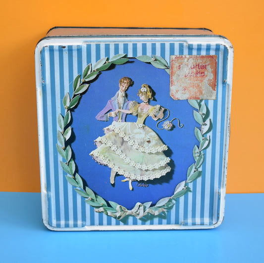 Vintage 1960s Kitsch Metal Tin - Collage Design