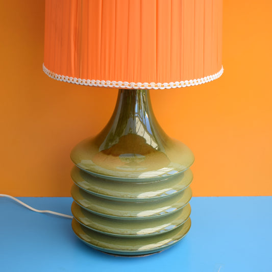 Vintage 1960s Large Lamp - Italian Ceramic- Green by Vintage