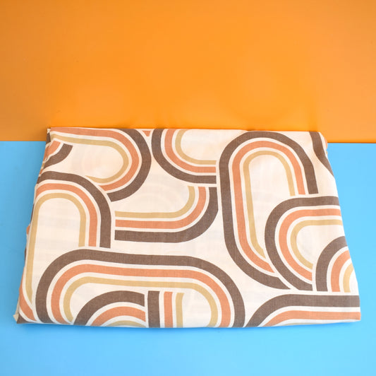 Vintage 1970s Double Duvet Cover / Bedding Set - Geometric - Brown