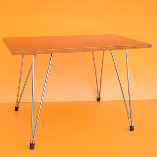 Vintage 1960s Teak Side Table - Folding Hairpin Legs