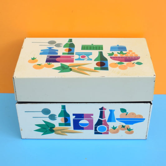 Vintage 1960s Recipe Card Tin / Storage Box - Kitchen Bits