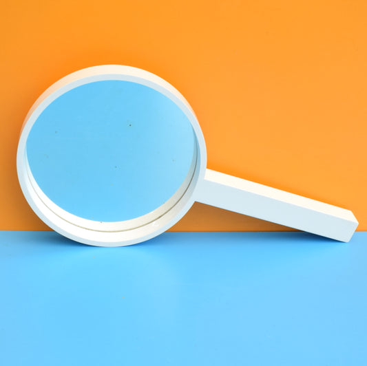 Vintage 1970s Plastic Hand Mirror (Made in Finland) - White