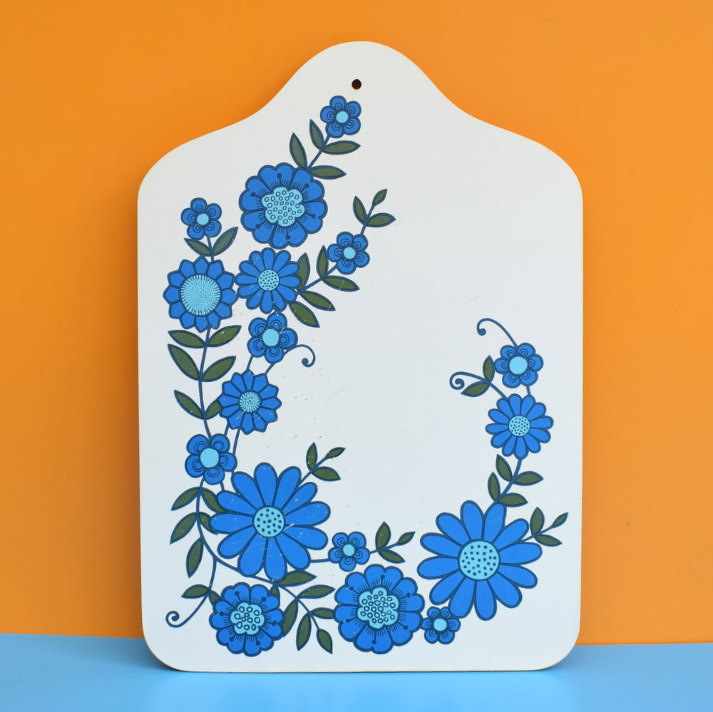 Vintage 1960s Chopping Board- Flower Power - Blue