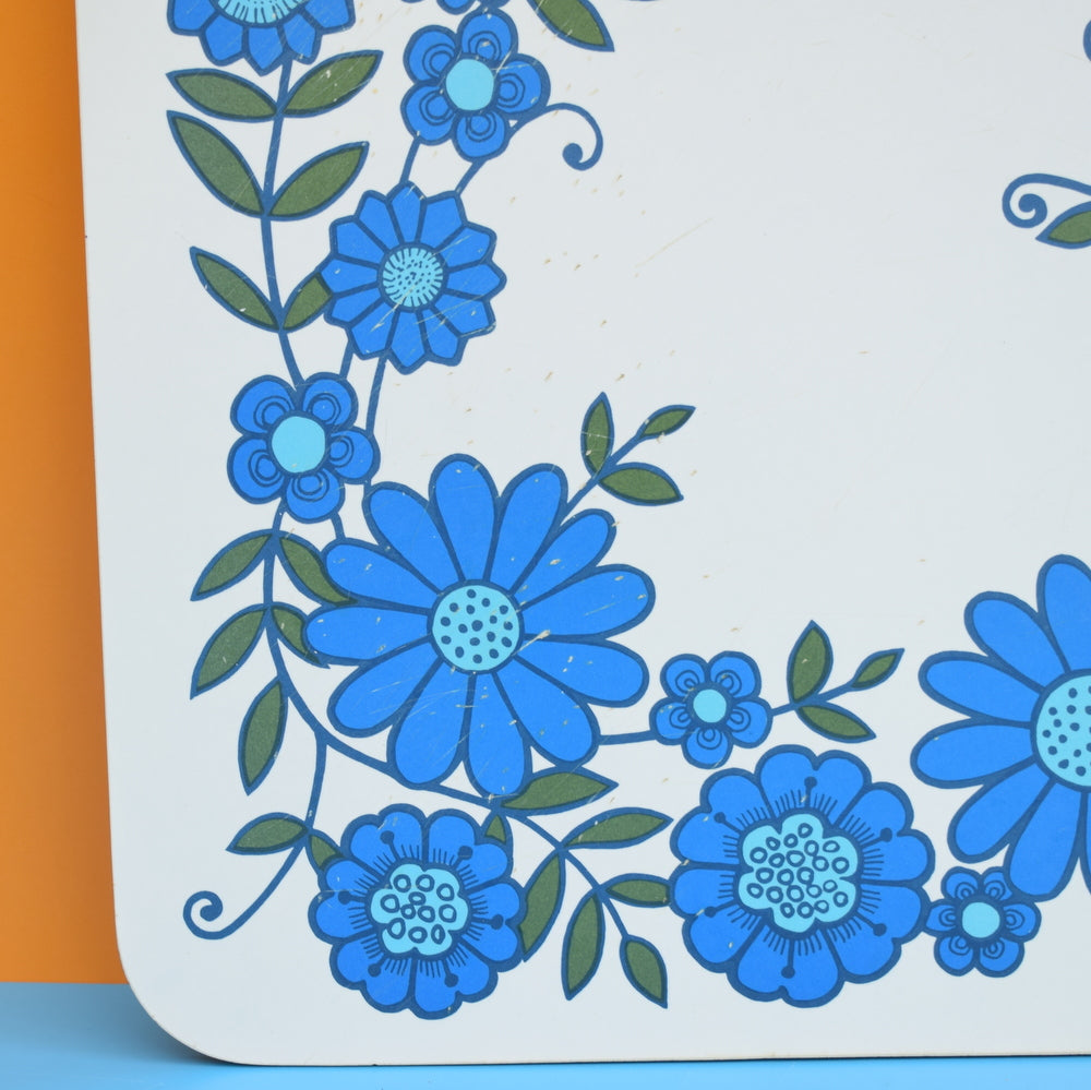 Vintage 1960s Chopping Board- Flower Power - Blue