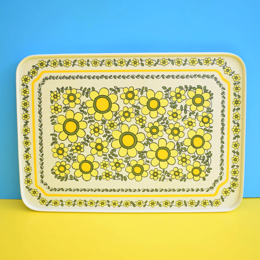 Vintage 1960s Flower Power Taunton Vale Tray - Yellow
