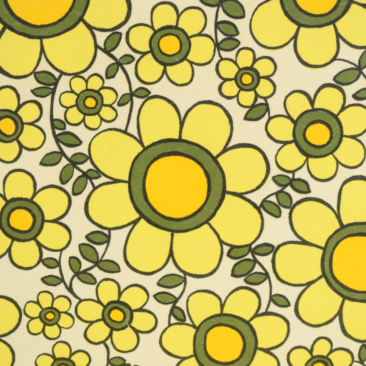 Vintage 1960s Flower Power Taunton Vale Tray - Yellow