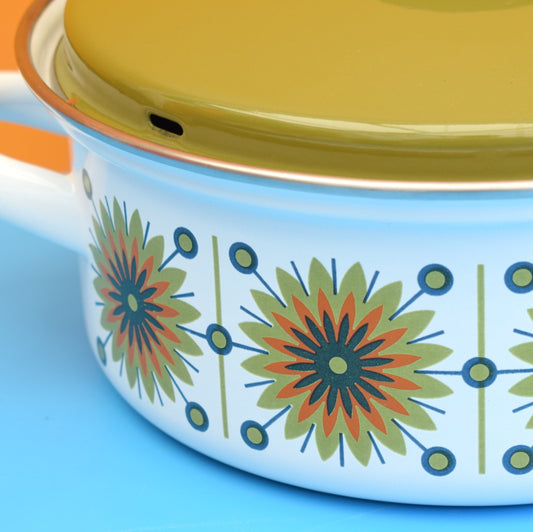 Vintage 1960s Enamel Casserole- Austrian - Flower Power