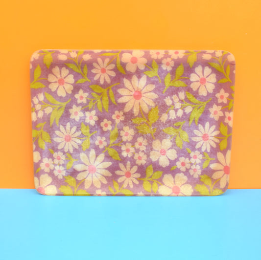 Vintage 1960s fibreglass Small Tray - Flower Power Design - Lilac