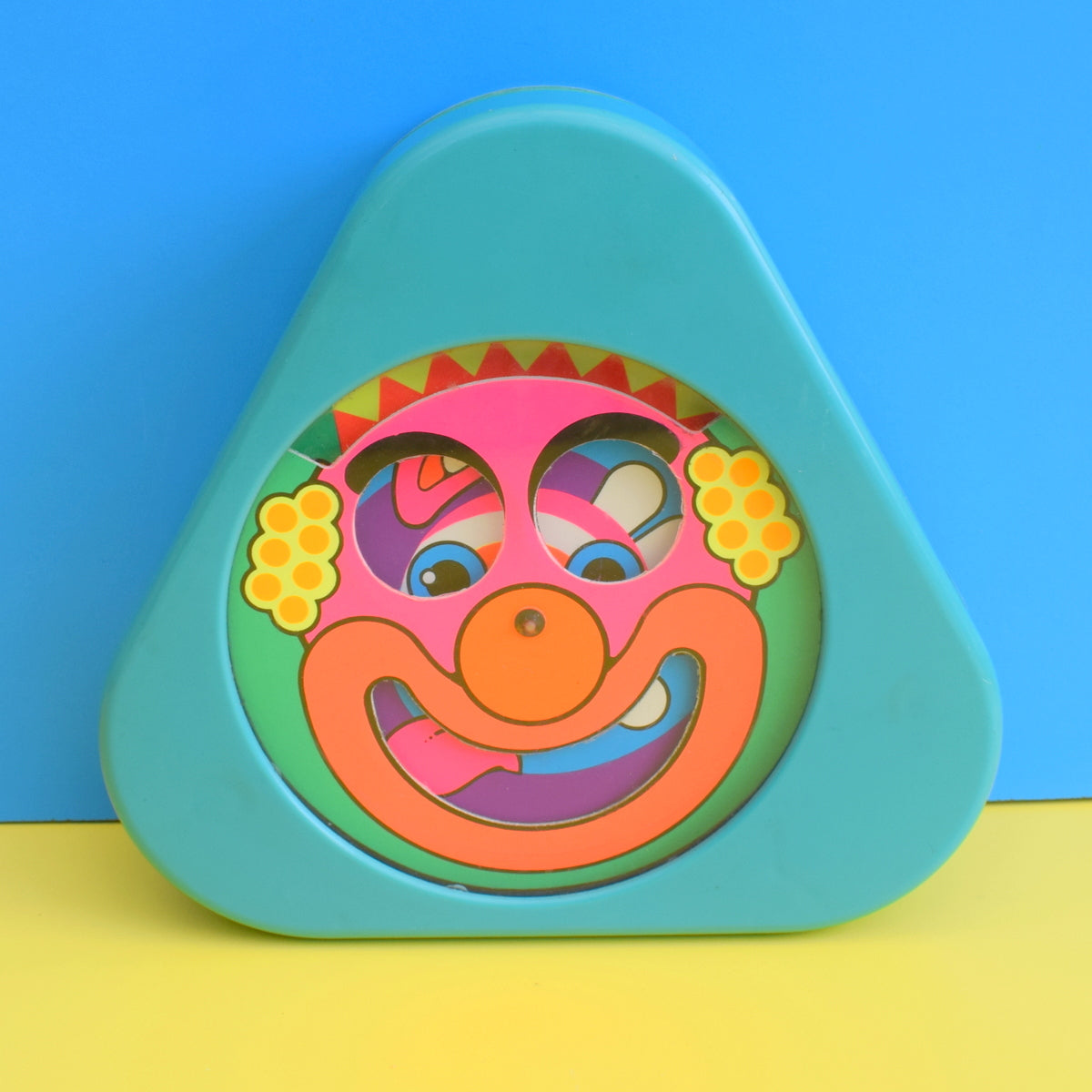Vintage 1970s Mattel Spinning Clown Toy - American Market - Psychedelic Colours