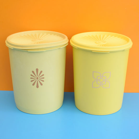 Vintage 1970s Tupperware Fan Top Containers - Yellow