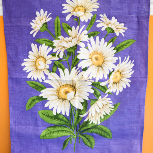 Vintage 1970s Tea Towel - Purple Daisy by Vintage