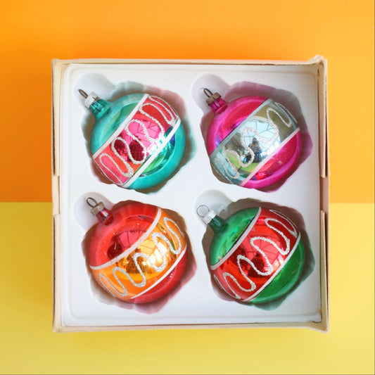 Vintage 1970s Glass Christmas Baubles - Medium x4 by Pineapple Retro