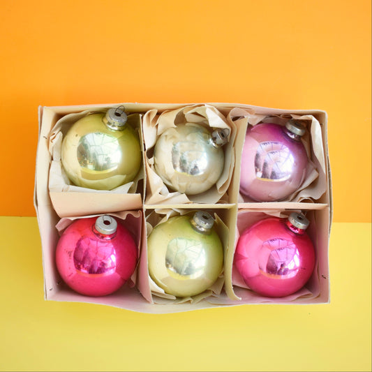 Vintage 1960s Glass Christmas Baubles - Large 6 by Pineapple Retro