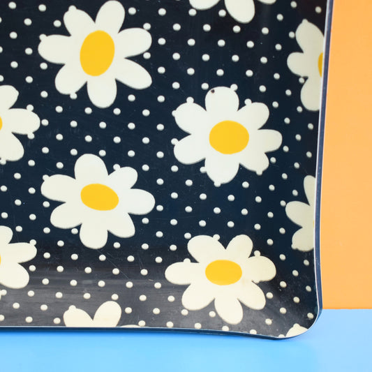 Vintage 1970s Tray - Flower Power - Black by Vintage