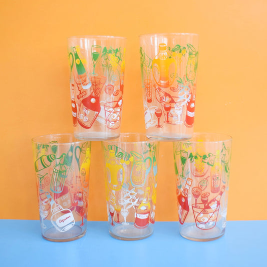 Vintage 1960s Cocktail Print Glass Set by Vintage