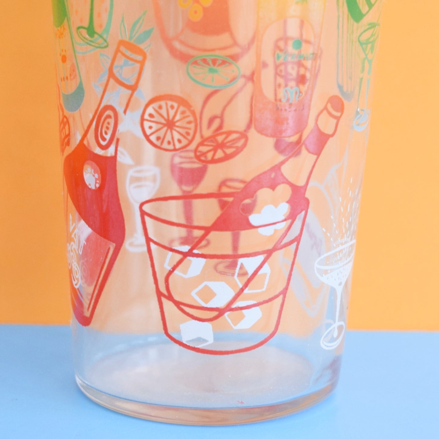 Vintage 1960s Cocktail Print Glass Set by Vintage