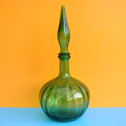 Vintage 1960s Italian Glass Genie Bottle - Green by Vintage