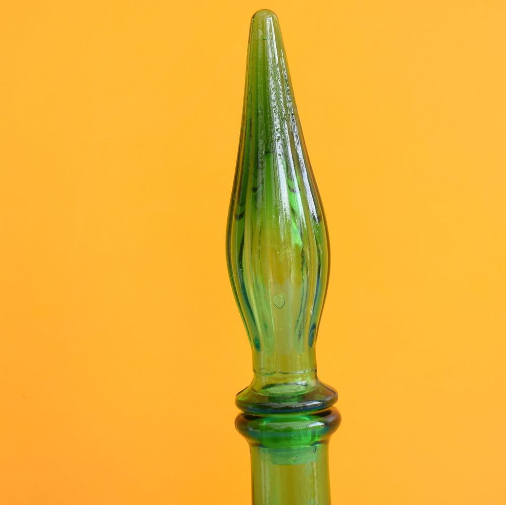 Vintage 1960s Italian Glass Genie Bottle - Green