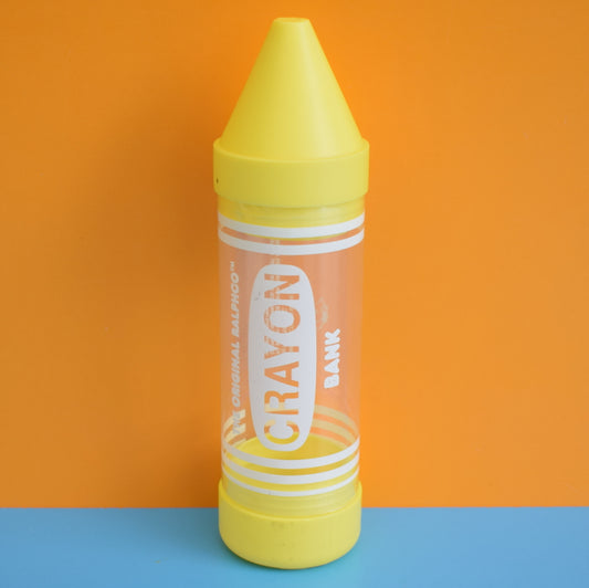 Vintage 1990s Ralphco Crayon Money Bank- Yellow by Vintage
