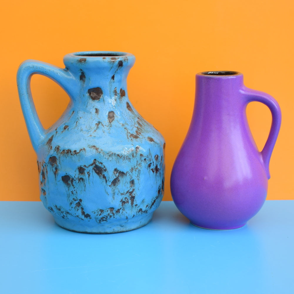 Vintage 1960s West German - Fat Lava Jug / Vase - Blue / Purple