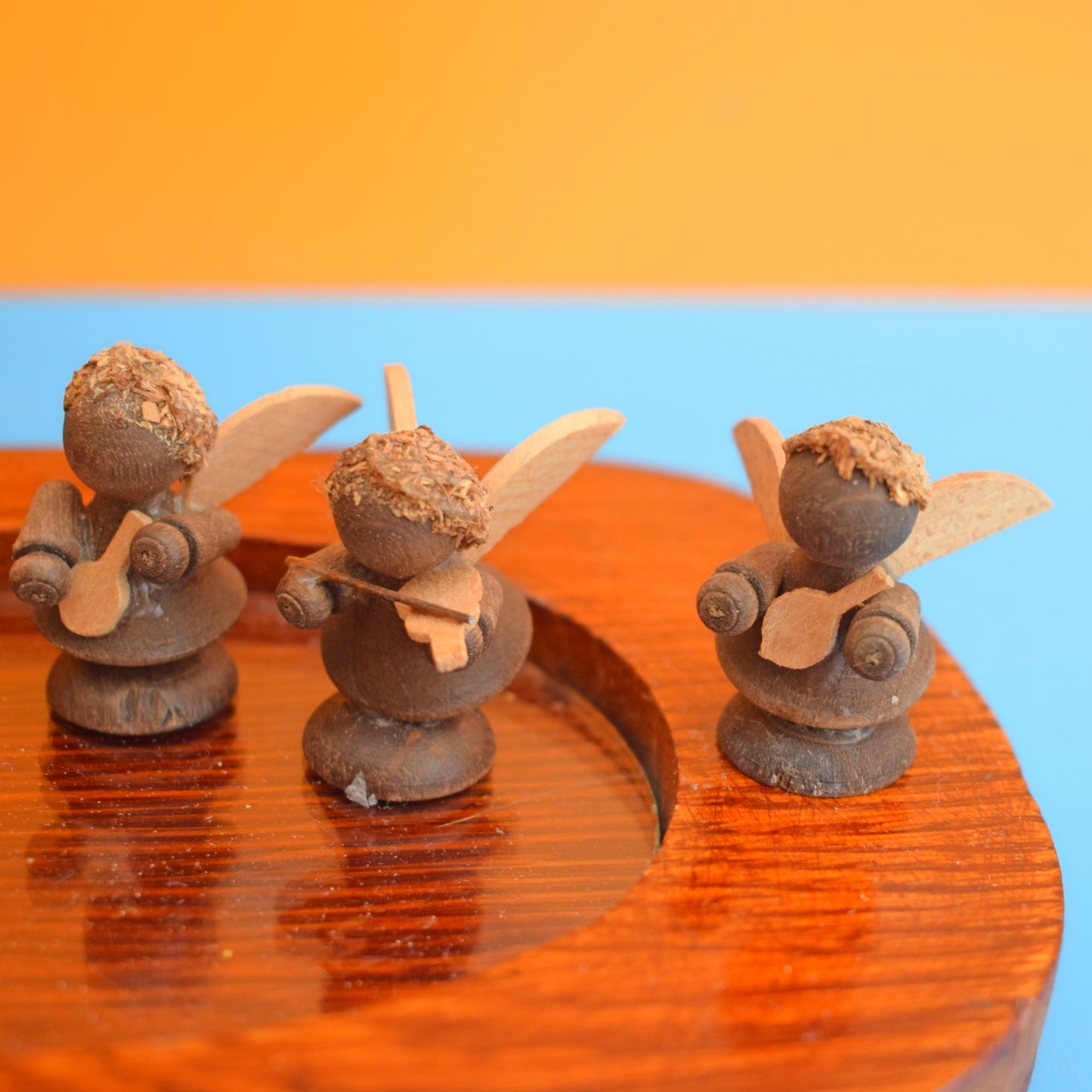 Vintage 1950s Wooden Angel Band Figures - German - Erzgebirge