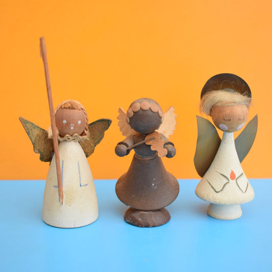 Vintage 1950s Swedish/English/ German Wooden Angels by Vintage