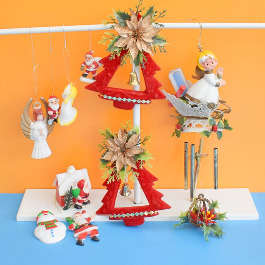Vintage 1960s Kitsch Christmas Decorations/ Chimes by Pineapple Retro
