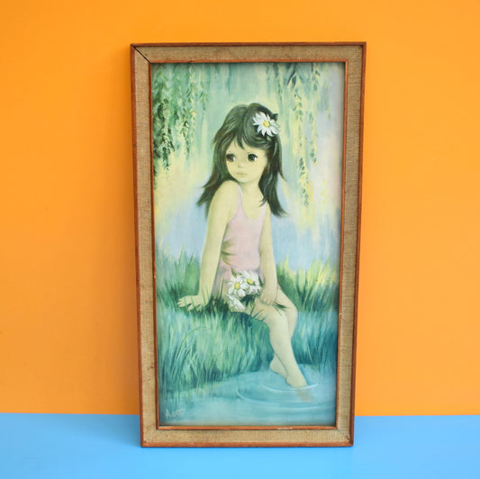 Vintage 1960s Picture- little Girl With Daisies - Audrey by Pineapple Retro