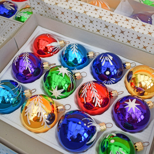 Vintage 1980s Glass Christmas Baubles - Boxed - Multiples by Pineapple Retro