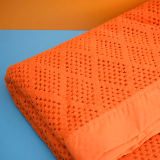 Vintage 1960s Cellular Blanket - Orange by Vintage