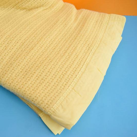 Vintage 1960s Cellular Blanket - Lemon Wool by Vintage