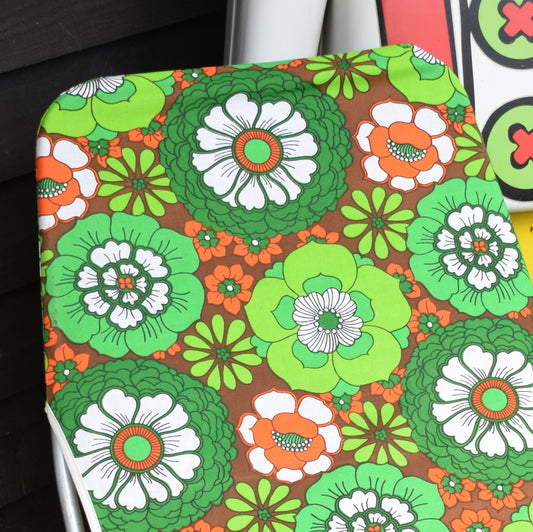 Vintage 1970s Garden Sun Lounger - Green / Orange Flower Power by Vintage