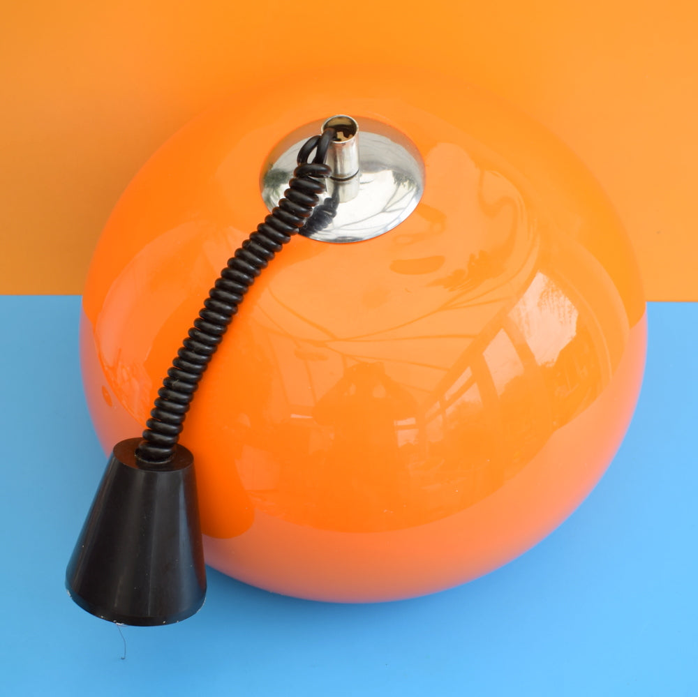 Vintage 1970s Large Mushroom Light Shade - Guzzini Style - Orange