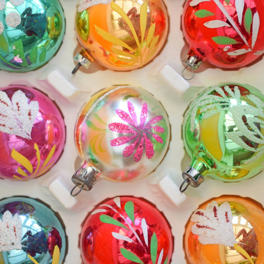 Vintage 1960s Glass Christmas Baubles - 12 Medium by Pineapple Retro