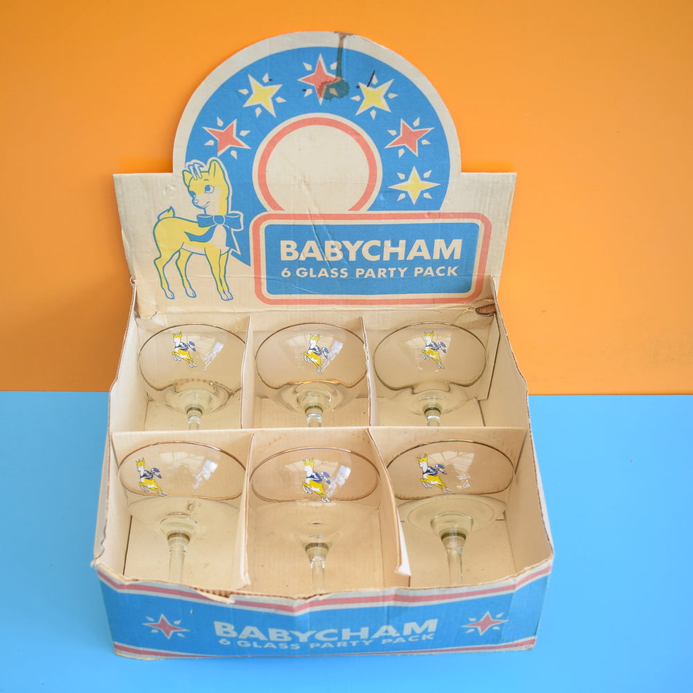 Vintage 1970s Babycham Glasses Boxed Party Set - Fab