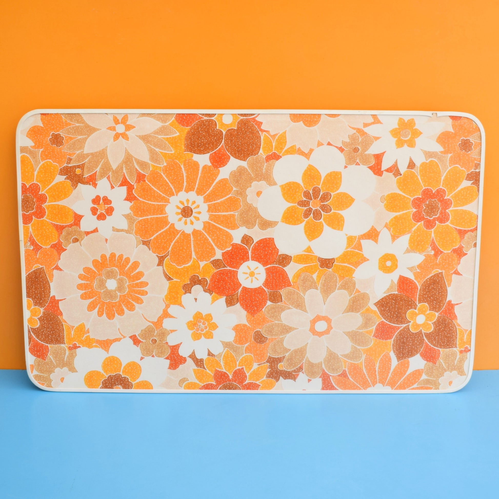 Vintage 1960s Low Table - Orange Flower Print by Vintage