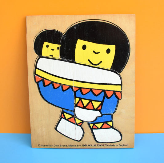 Vintage 1960s Dick Bruna Wooden Puzzle - Eskimo