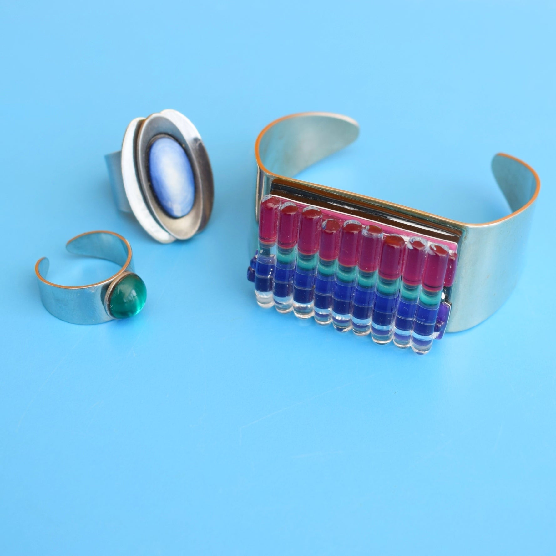 Vintage 1970s Steel / Glass Jewellery by Vintage