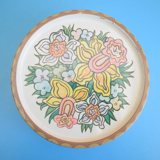Vintage 1970s Rowntree Flower Power Tin - Pastels