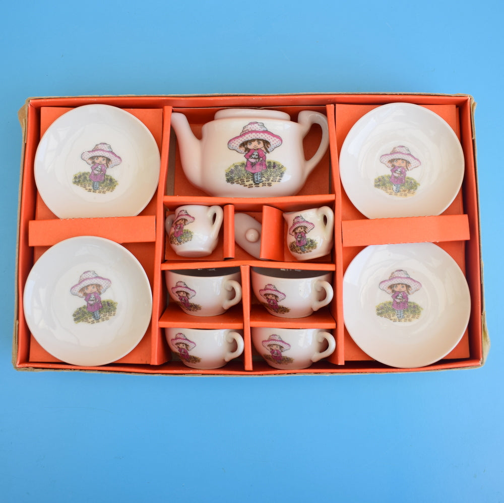 Vintage 1970s Kitsch Dolls China Tea Set - Little Girl