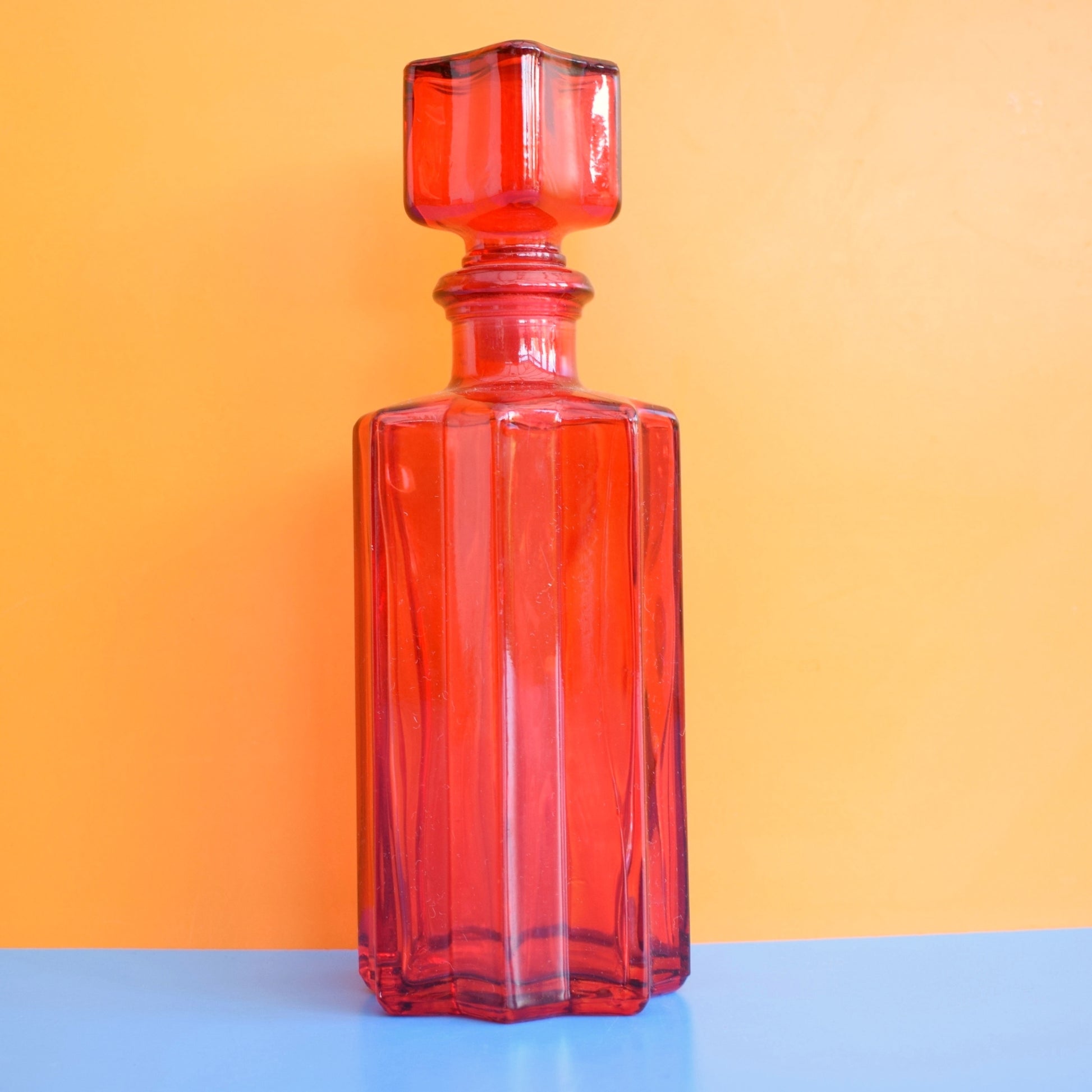 Vintage 1970s Small Glass Genie Bottle - Red Star by Vintage