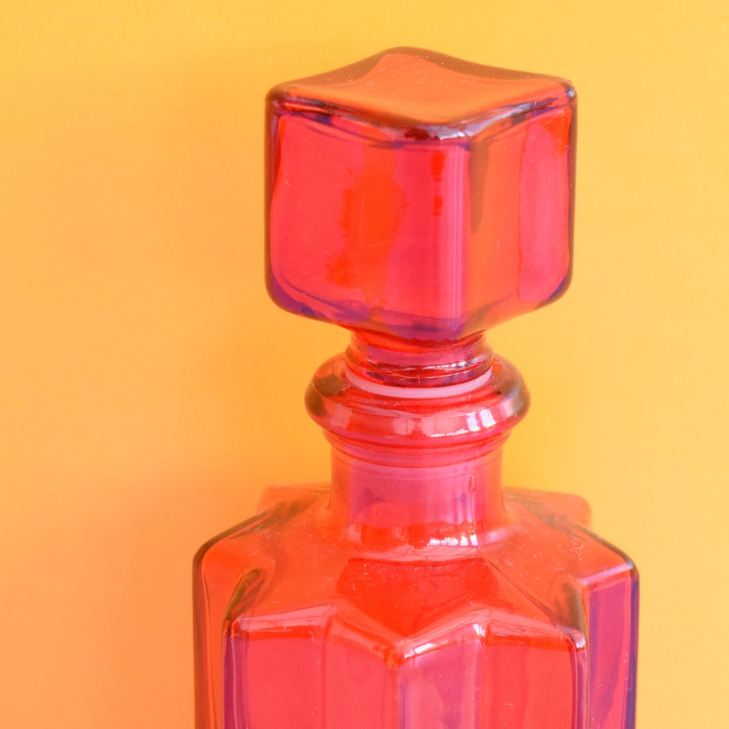 Vintage 1970s Small Glass Genie Bottle - Red Star by Vintage