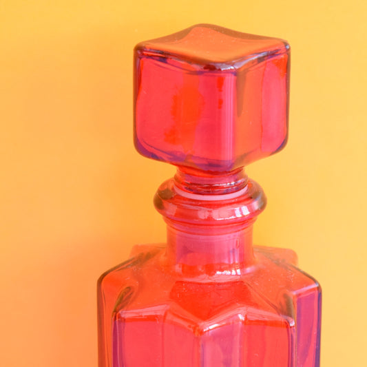 Vintage 1970s Small Glass Genie Bottle - Red Star