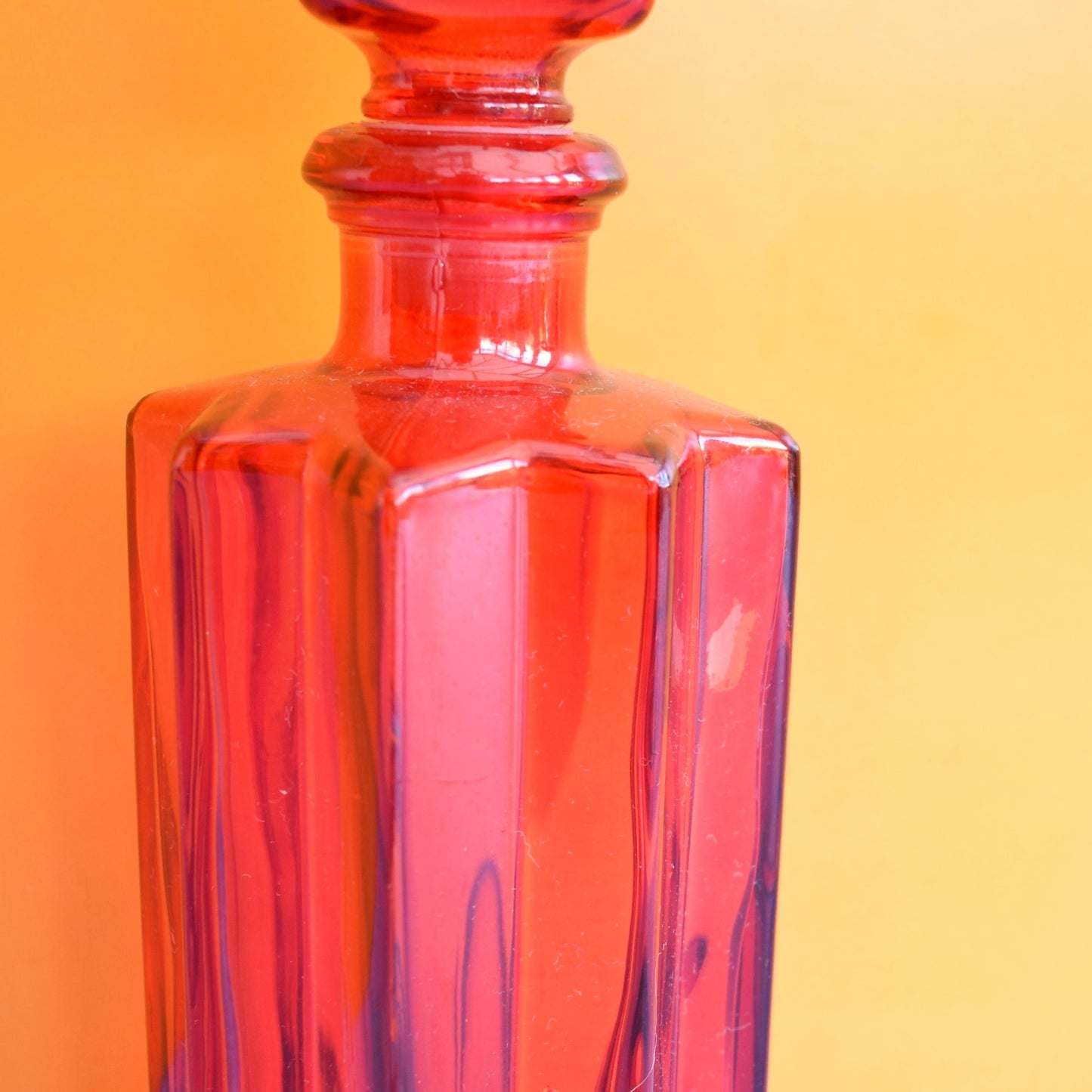 Vintage 1970s Small Glass Genie Bottle - Red Star by Vintage